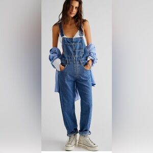 Free People We The Free Blue Denim Overalls